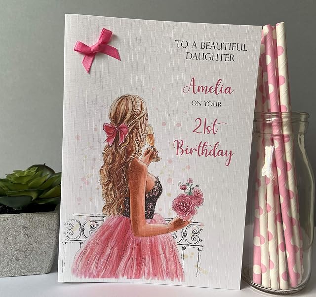 Large Personalised Handmade Birthday Card Female Girl Daughter Granddaughter Niece 16th 18th 21st