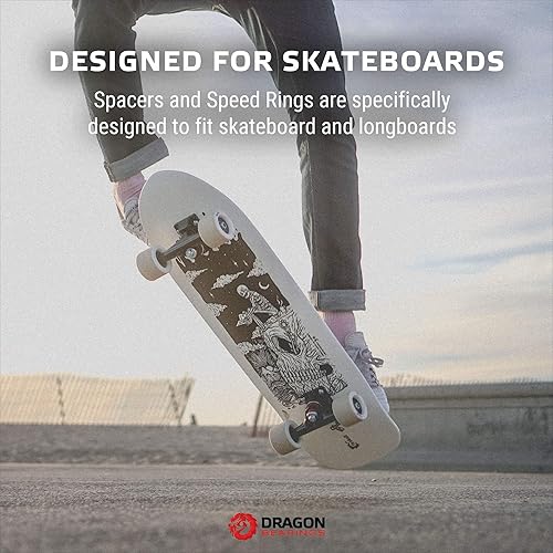 Miniatura 4 de Fireball Dragon Precision - Juego de espaciadores de aluminio y anillos de velocidad para patinetas y longboards - 4 espaciadores de patineta, 8