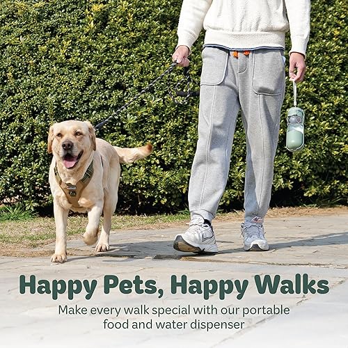 Miniatura 7 de Dispensador portátil de alimentos y agua para mascotas, botella de agua 2 en 1 para gatos y perros pequeños y contenedor de alimentos, ligero, sin