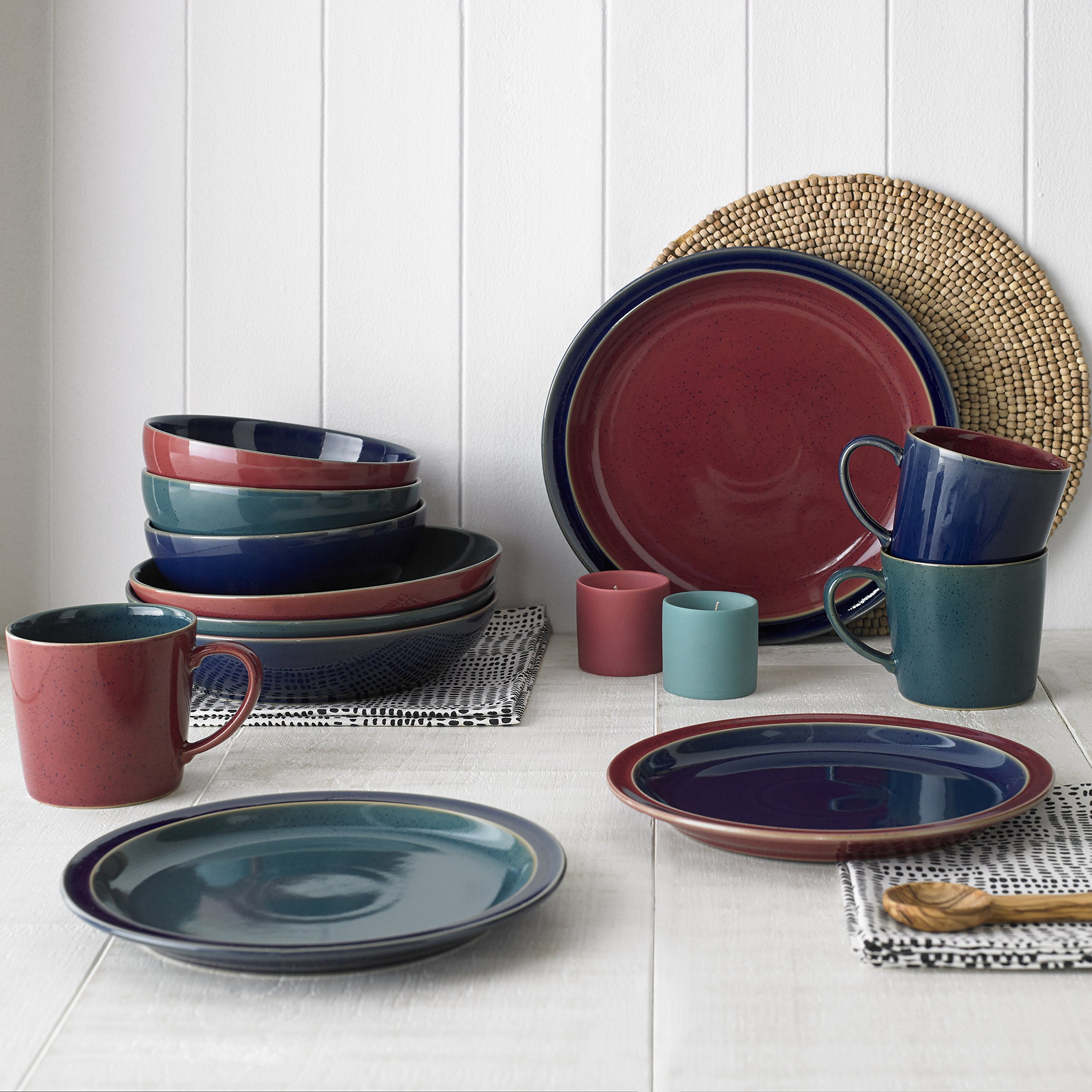 Denby HRL-005BR Harlequin Cereal Bowl, Blue/Red : Amazon.ca: Home