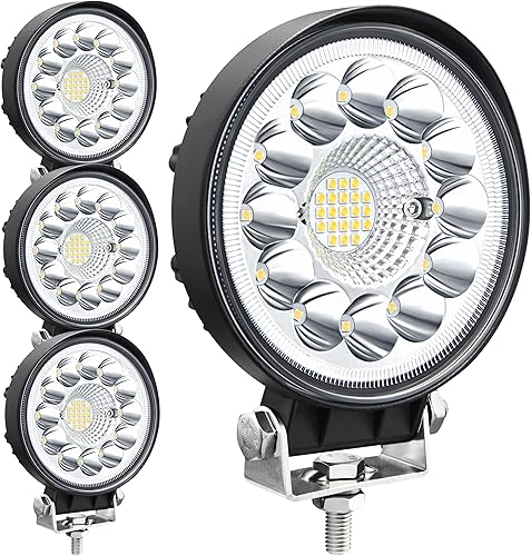 Cápsulas de luz LED de trabajo para camiones, luces LED de trabajo de tractor de 4.5 pulgadas, luz de conducción redonda de 99 W, luz de conducción