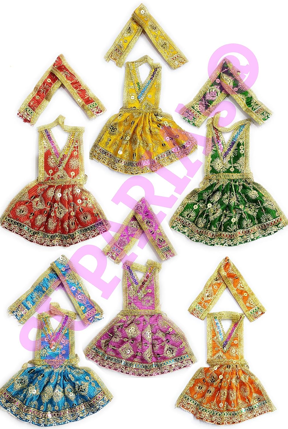Suparia's® MATA Rani Dress Chunri/Patka & Lehanga Choli (Set of 6 ...