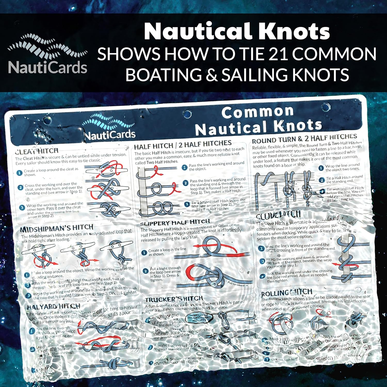 Boating Reference Set – 5 Waterproof Guides with Flags & Codes, Lights & Shapes, USCG Buoys, Emergency Procedures, and Sailing Knots - Essential Marine Gear & Sailing Accessories