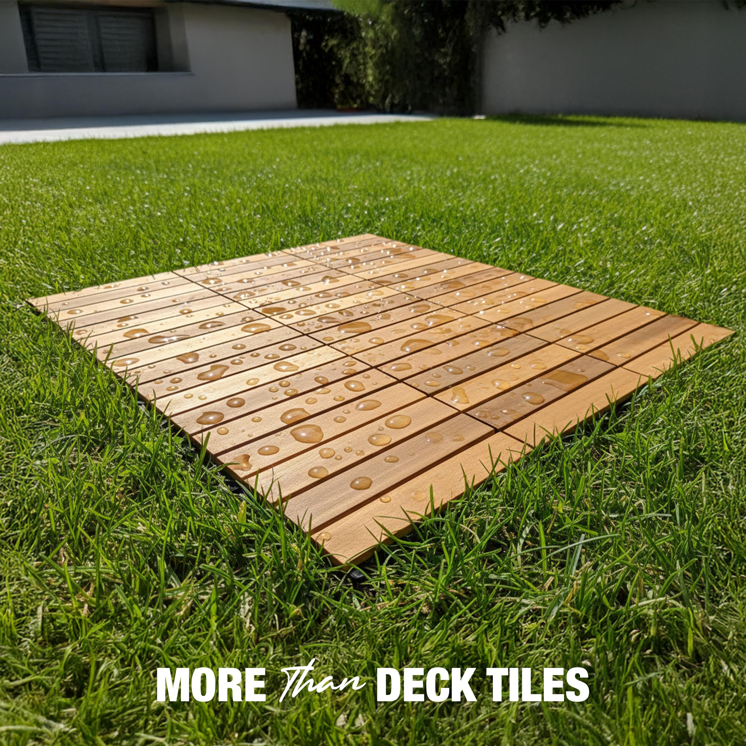 GREEN ALLUVIUM Premium Acacia Wood Interlocking Deck Tiles, 9 PCS 12'x12'x0.9' F — product photo