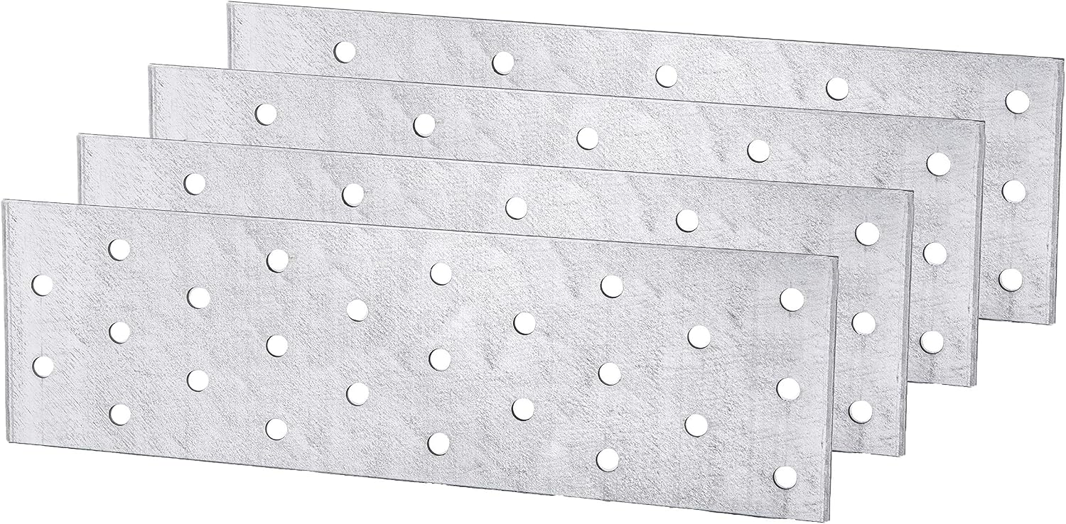 (Pack of 4 pcs) Steel Flat Mending Connector Joining Plate 60 x 200 x 2 mm (4, No Screws)