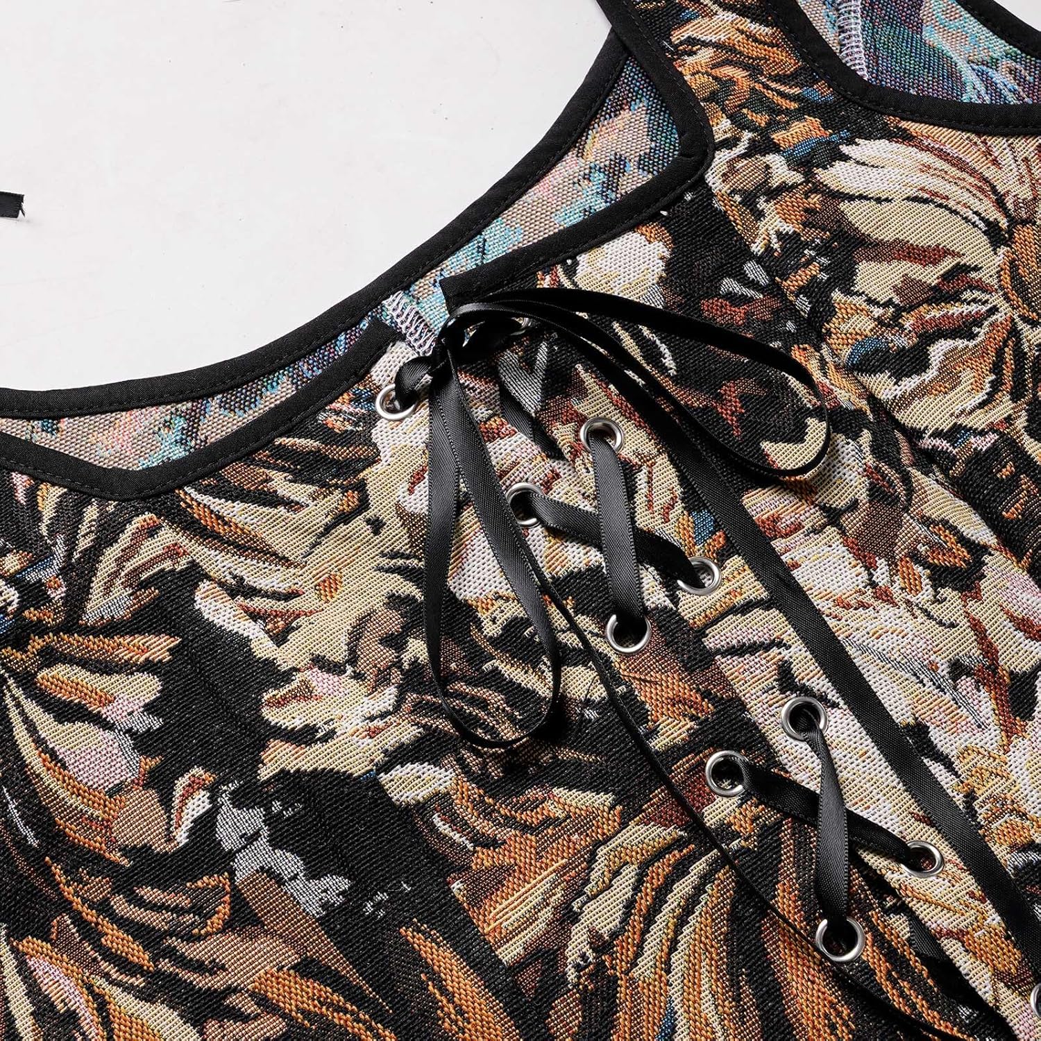 Womens Renaissance Corset Vintage Lace Up Bustier Tops Floral Overbust Corset With Zipper - Image 6