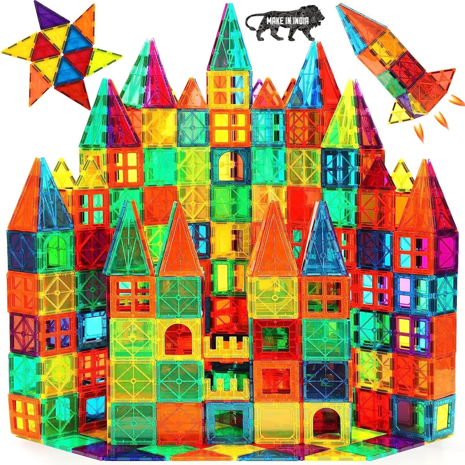 ANVIE & ABEER Set of 50 Pcs Magnetic Building Tiles for Kids, Educational Magnetic Stacking Construction Blocks for Boys Girls, Magnets Construction Toys,Stem Preschool Toy (Big Tiles Set of 50)-image-34
