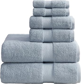 Springtree Home 100% Cotton Luxury Hotel Bath Towel Set | 6-Piece Set Blue