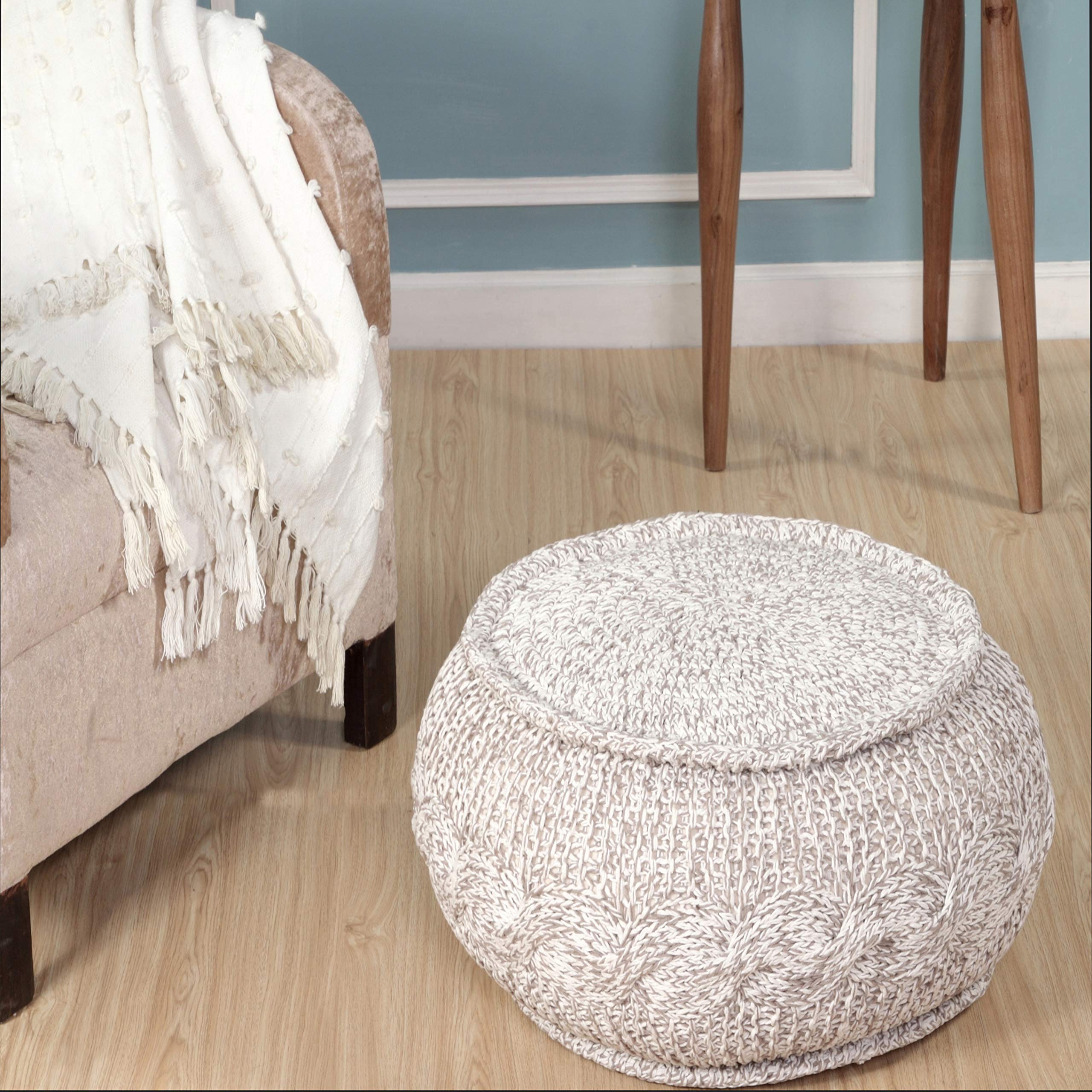 KLAVATE Indian Hippie Vintage Cotton Floor Pillow & Cushion Patchwork Bean Bag Chair Cover Boho Bohemian Hand Embroidered Handmade Pouf Ottoman (Purple, 13