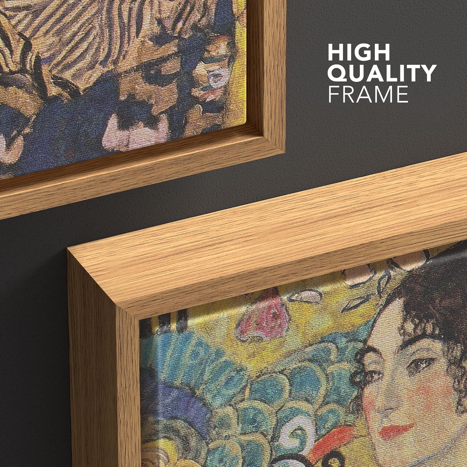 wall26 Framed Canvas Print Wall Art Lady with a Fan by Gustav Klimt People Historic Illustrations Fine Art Traditional Scenic Colorful Ultra for Living Room, Bedroom, Office - 24"x36" Natural