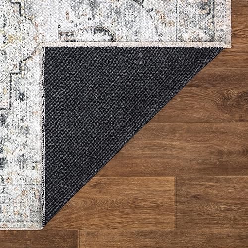 Miniatura 6 de Bloom Rugs Caria - Alfombra persa tradicional lavable, antideslizante, de 3.9 x 5.9 ft, color marfilgriscaramelo, para sala de estar, dormitorio,