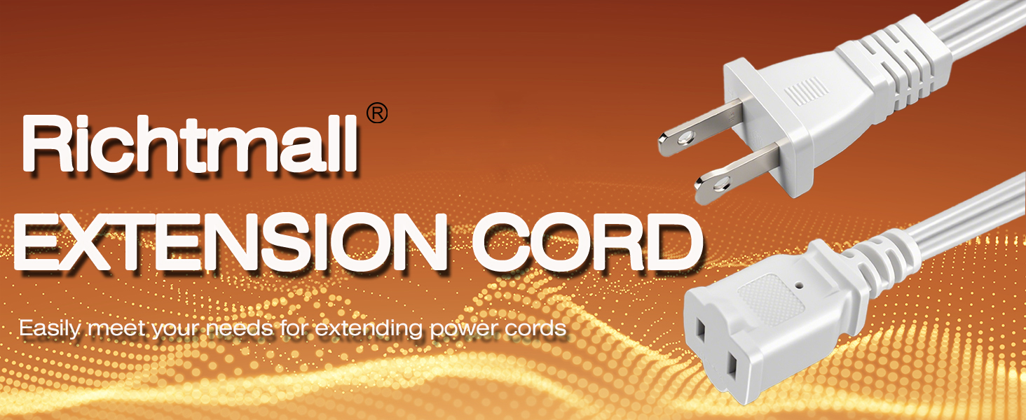 5FT Polarized 2-Prong Extension Cord – White – NEMA 1-15P To 1-15R – 18AWG – 10A 125V – ETL Certified – Small Male To Female Power Cord – For Outlet Saver, Christmas Lights