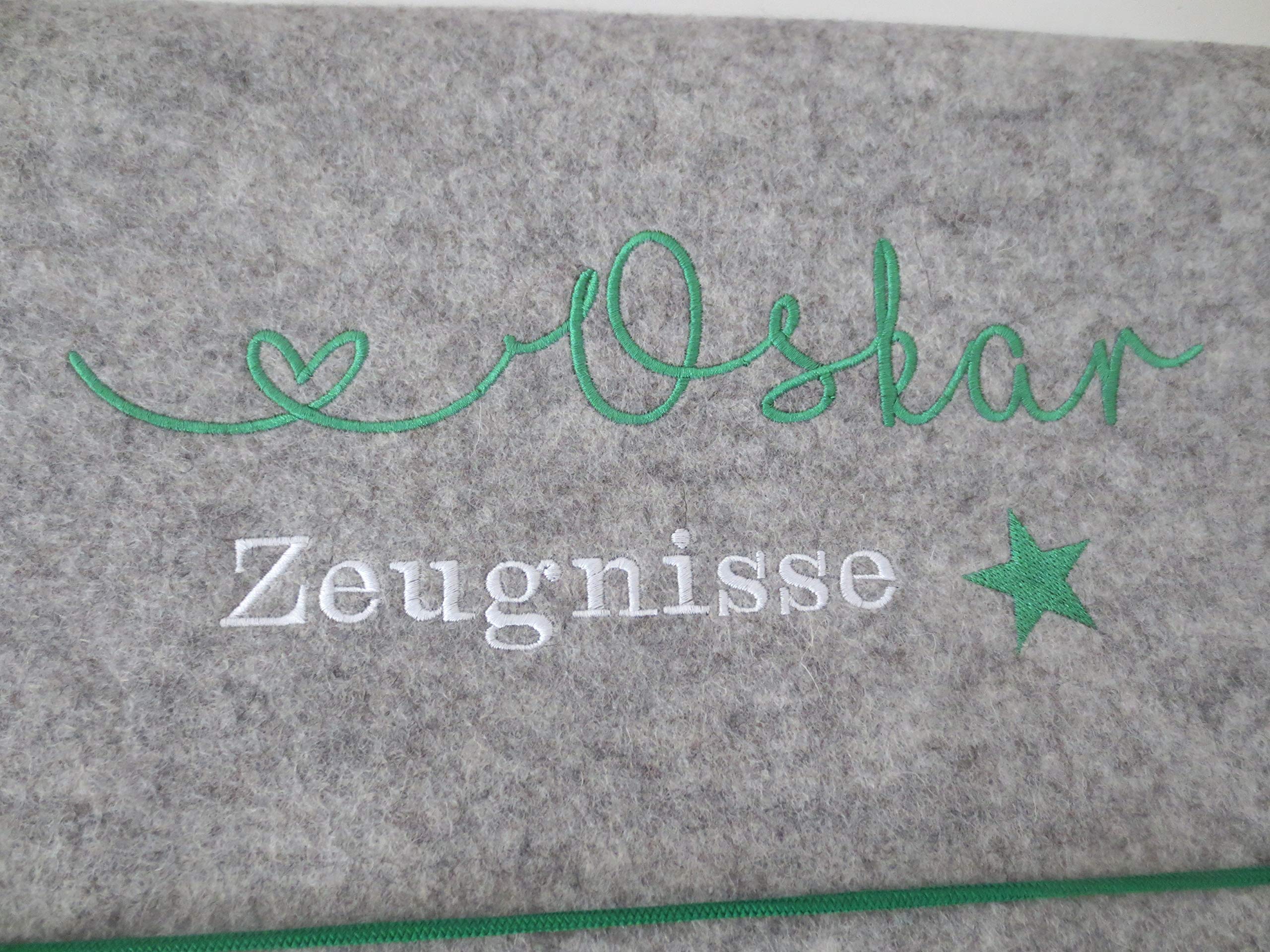 Zeugnismappe Wollfilz Mappe Zeugnisse DIN A4 Grundschule Schule"Stern"