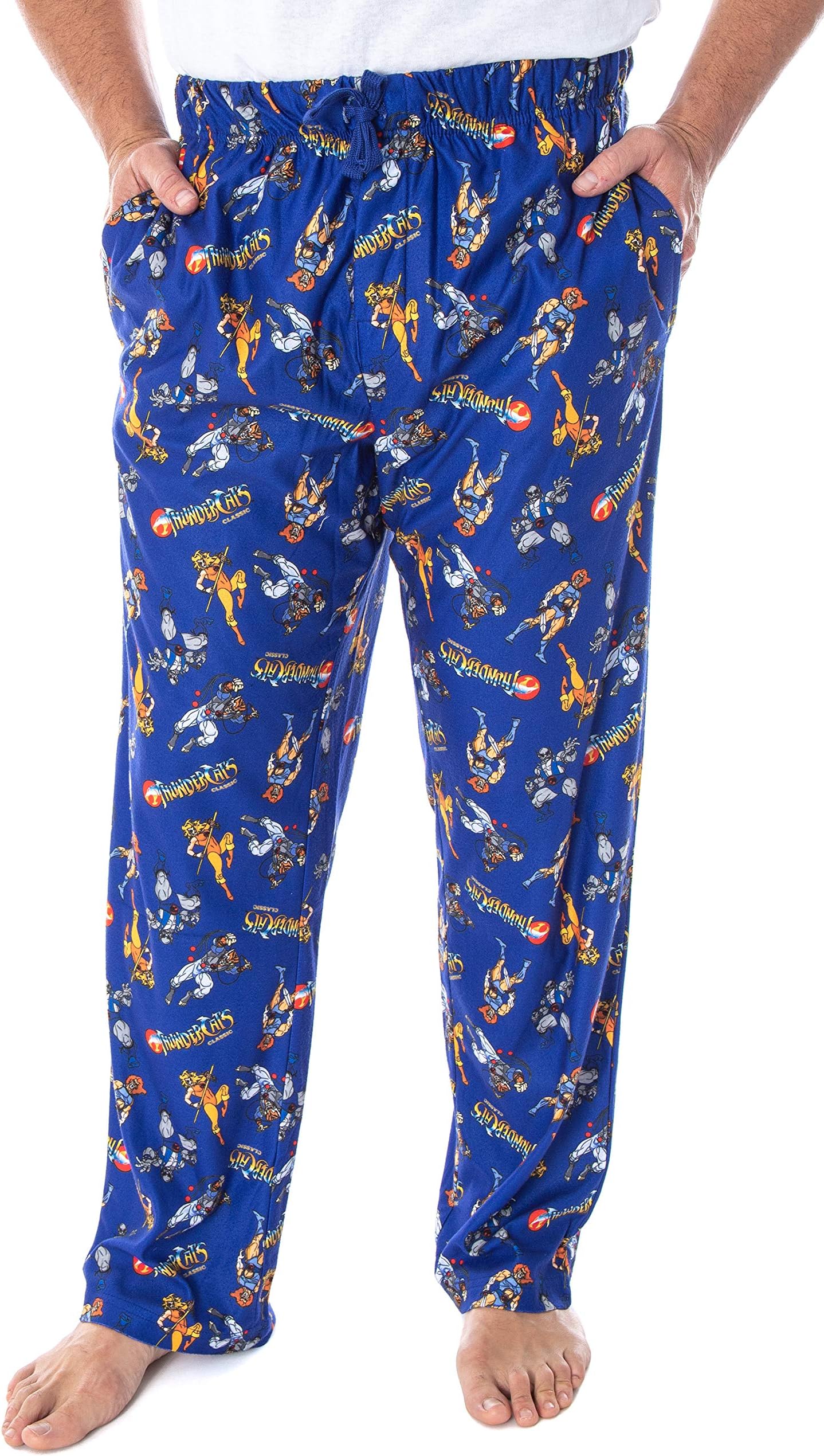 Thundercats Men's Lion-O Cheetara Panthro Tygra Classic Anime Character Adult Sleep Lounge Pajama Pants US Size Medium Blue