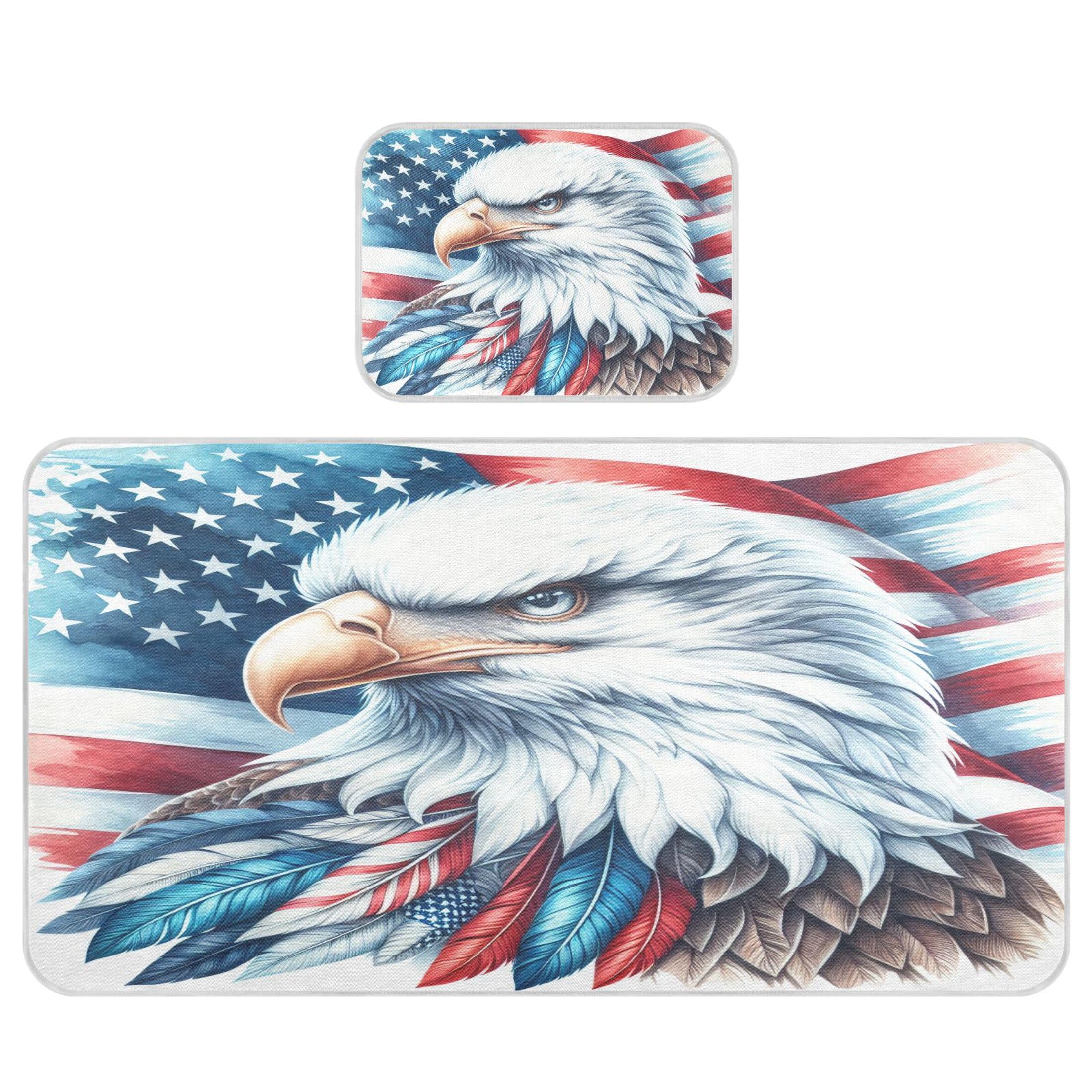 Takiito Watercolor American Flag Baby Cooling Mattress Pad, Soft & Breathable Cooling Mat Keep Baby Cool in Summer 28x52 in, Nursery Essential