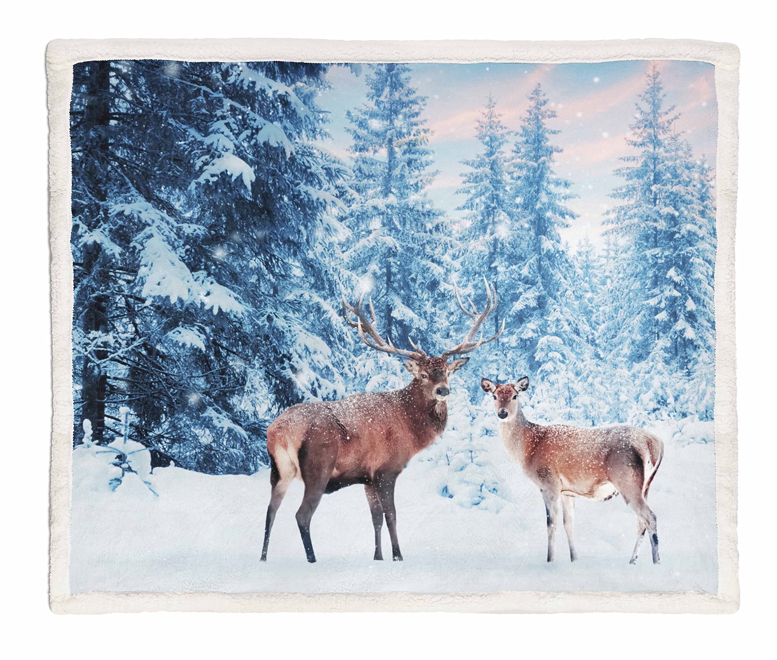 Tex family Plaid Coperta in Pile Sherpa Fantasy HD Coppia di cervi