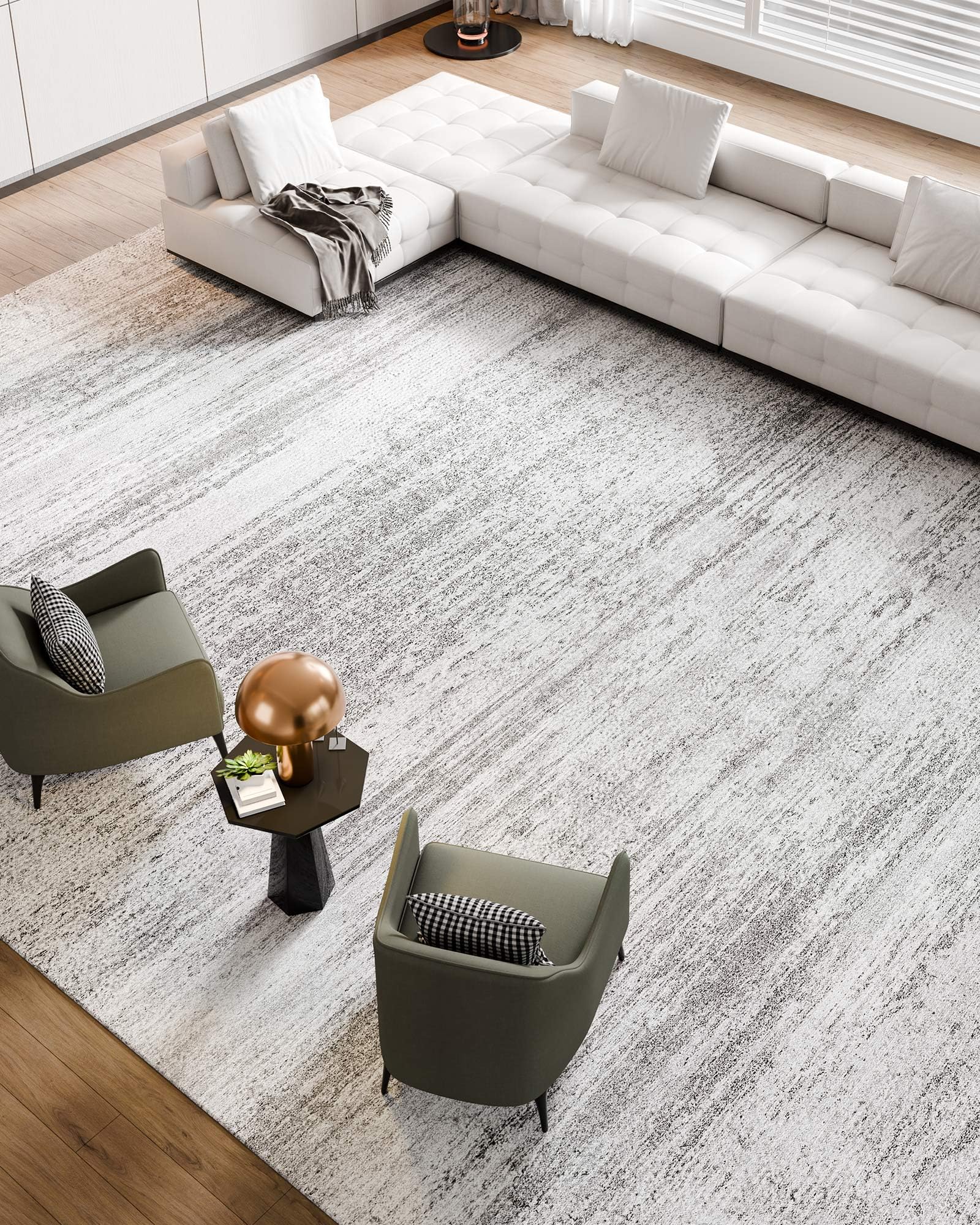 VEVOR Tappeto Grande per Salotto 3048 x 4267 mm Lavabile, Tappeto da Interno per Soggiorno, Antiscivolo e Antistrappo, per Animali Domestici e Bambini, per Camera da Letto, Cameretta, Ufficio, Grigio