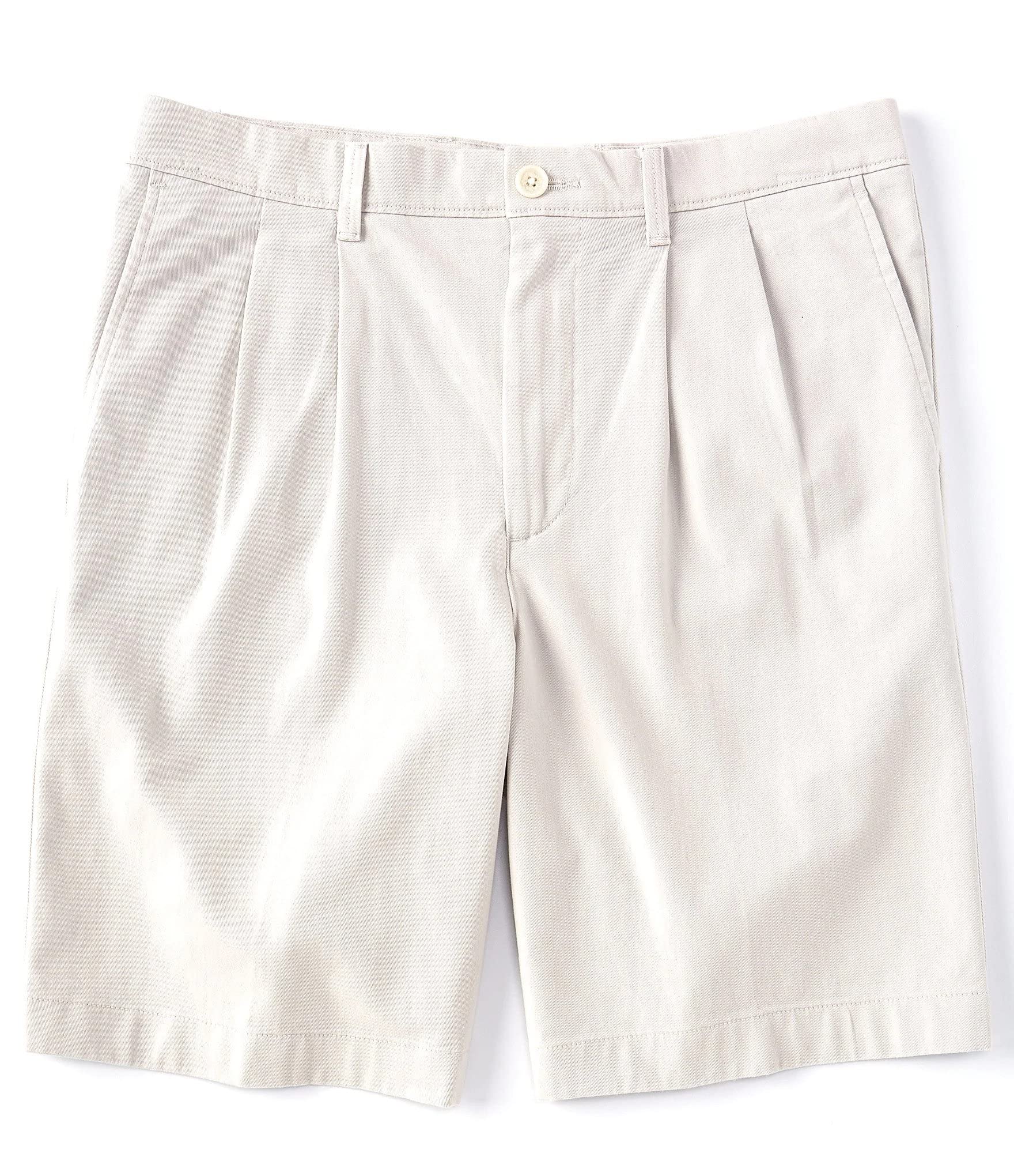 Roundtree & YorkeMen's Big & Tall 9" & 11" Inseam Pleated Stretch Soft Washed Cotton Twill Shorts