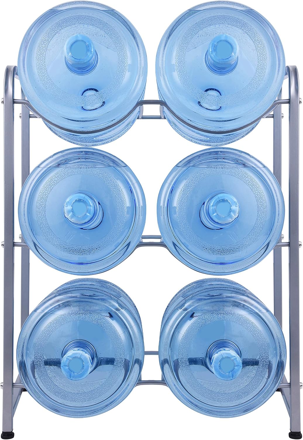 Ationgle 5 Gallon Water Cooler Jug Rack for 6 Bottles, 3-Tier Detachable Water Bottle Holder Heavy Duty Q235 Carbon Steel Water Jug Organizer with Floor Protection for Kitchen Office Home