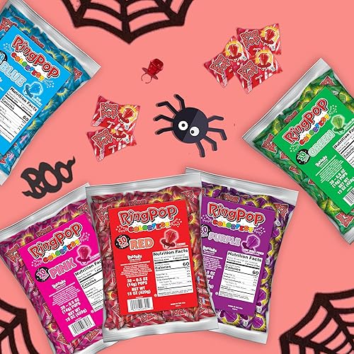 Miniatura 4 de Ring Pop Bolsa de fiesta de dulces envueltos individualmente, dulces tipo paleta con anillos (paquete de 30 unidades)