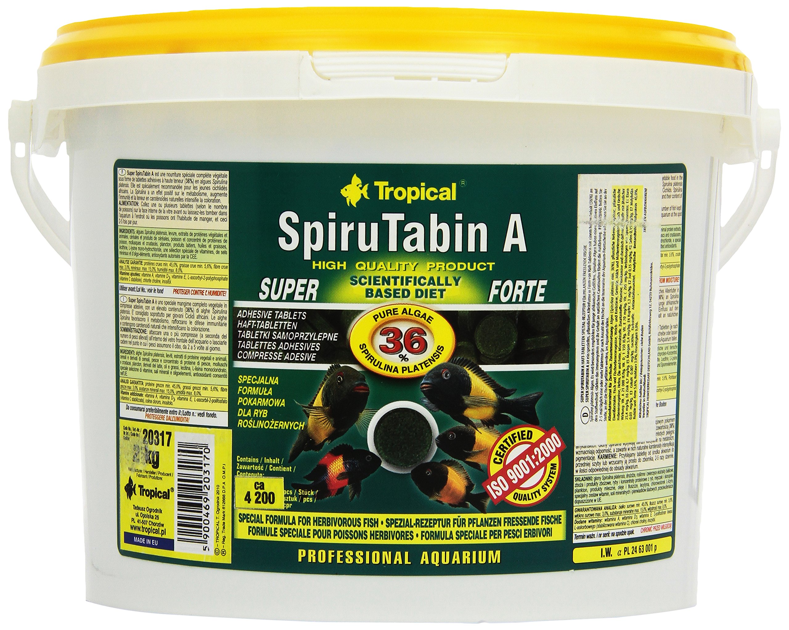 Tropical Super spiru tabin a Haft Compresse con 36% Spirulina (platensis) Alghe, 1er Pack (1 X 2 kg)