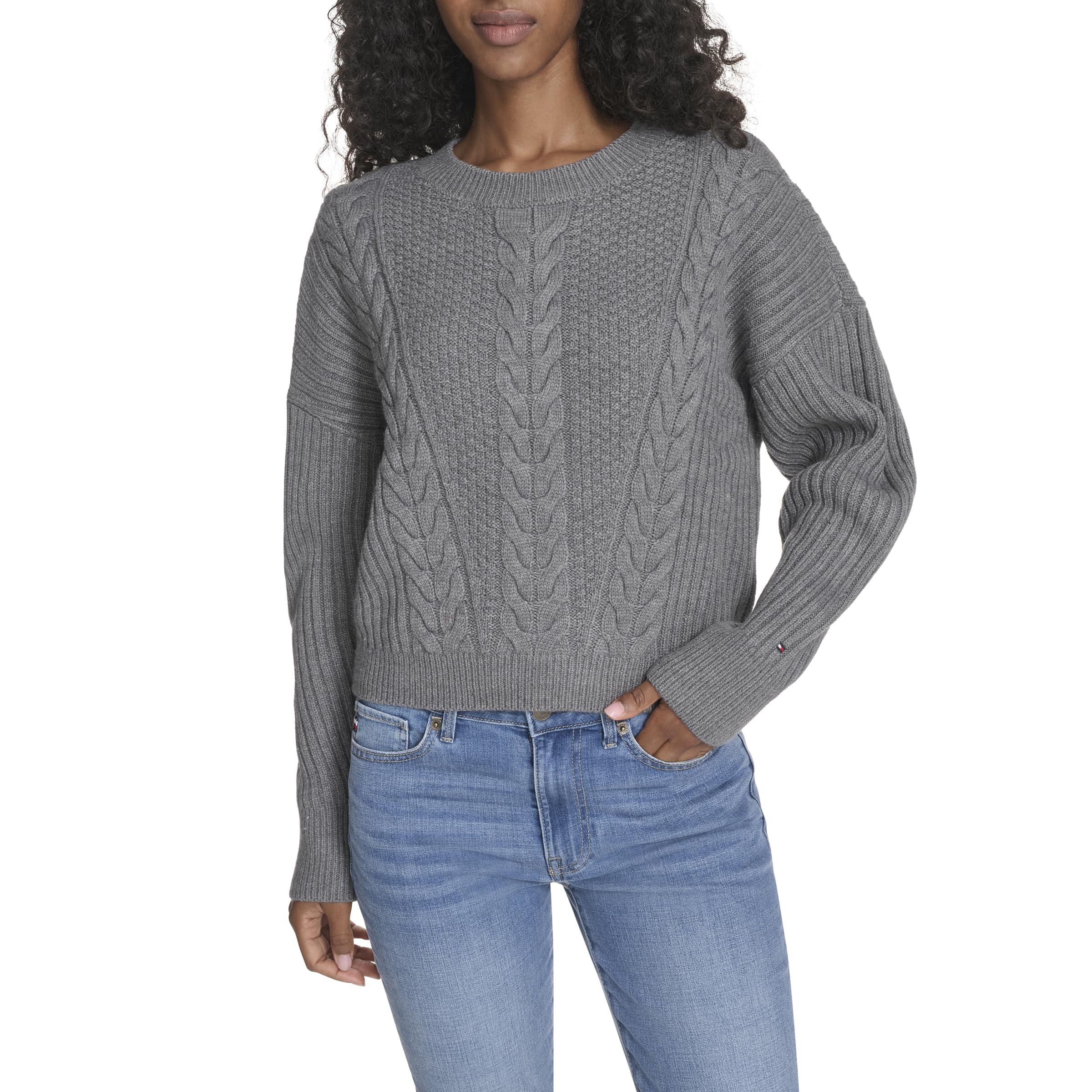 Tommy Hilfiger Women's Solid Crew Neck Casual Sweater Pullover, XL