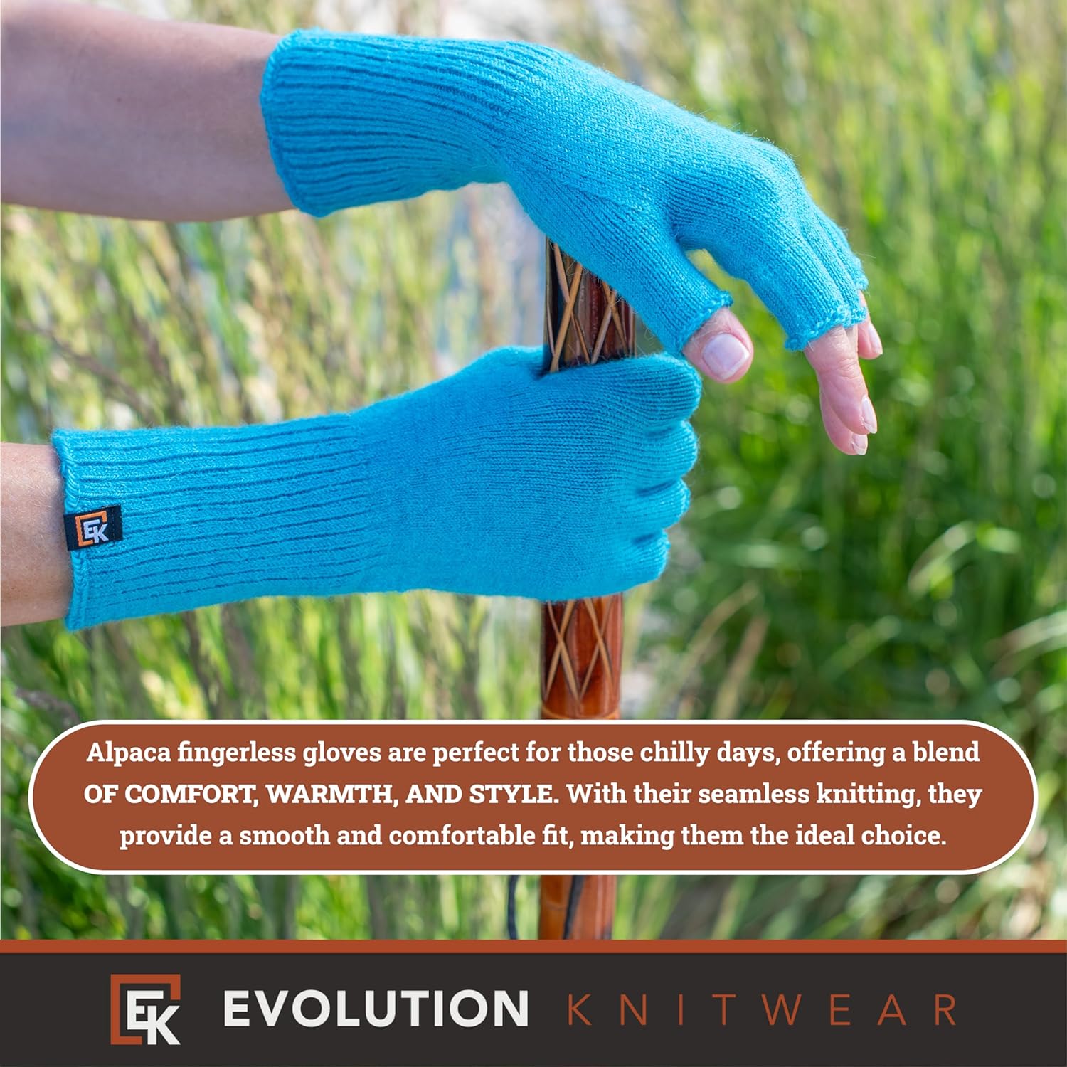 Evolution Knitwear Alpaca Knit Fingerless Gloves - Made in the USA - Super Soft Baby Alpaca - Small - Image 5