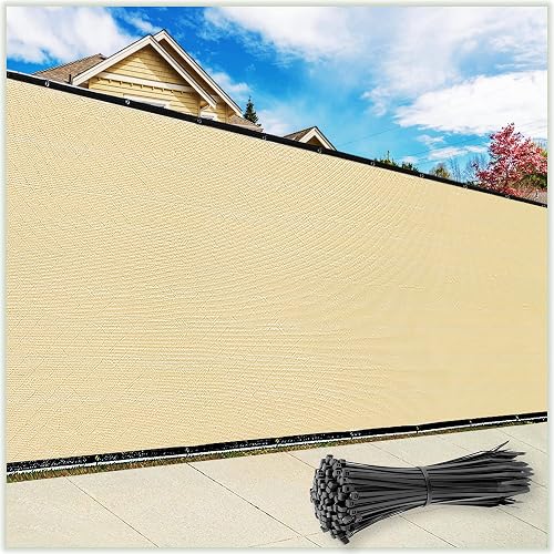 ColourTree 5' x 10' Beige Fence Screen Privacy Screen - Commercial Grade 170 GSM - Heavy Duty - 3 Years Warranty - Cable Zip Ties Included