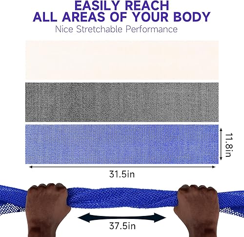 Miniatura 4 de Metene Red exfoliante africana de 3 piezas, tela de red africana colorida, esponja africana larga para uso en la ducha, paño de lavado de ducha para