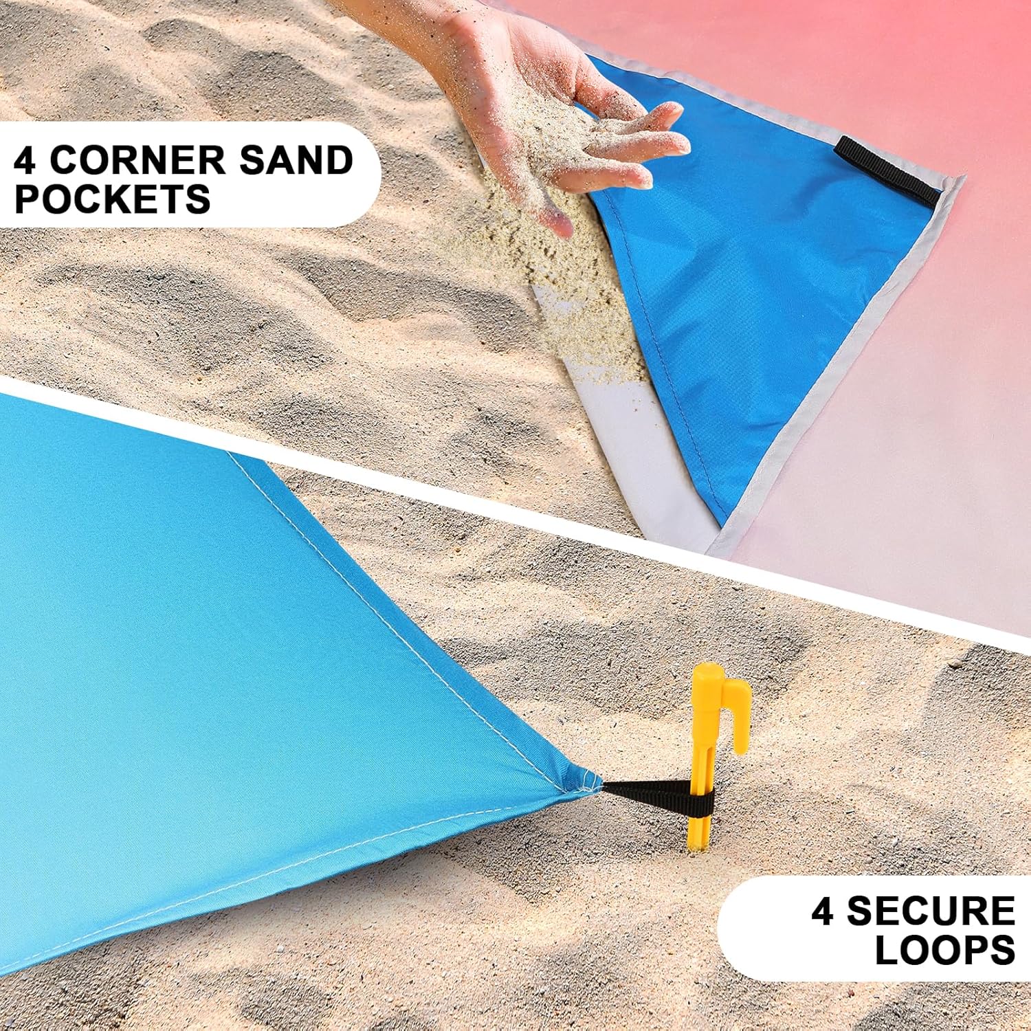 AISPARKY Beach Blanket Waterproof Sandproof Extra Large, Oversized Beach Mat, Quick Drying&Compact&Lightweight, Picnic Blankets Vacation Essentials for Outdoor Beach Camping (108" X 120" (8 Person))