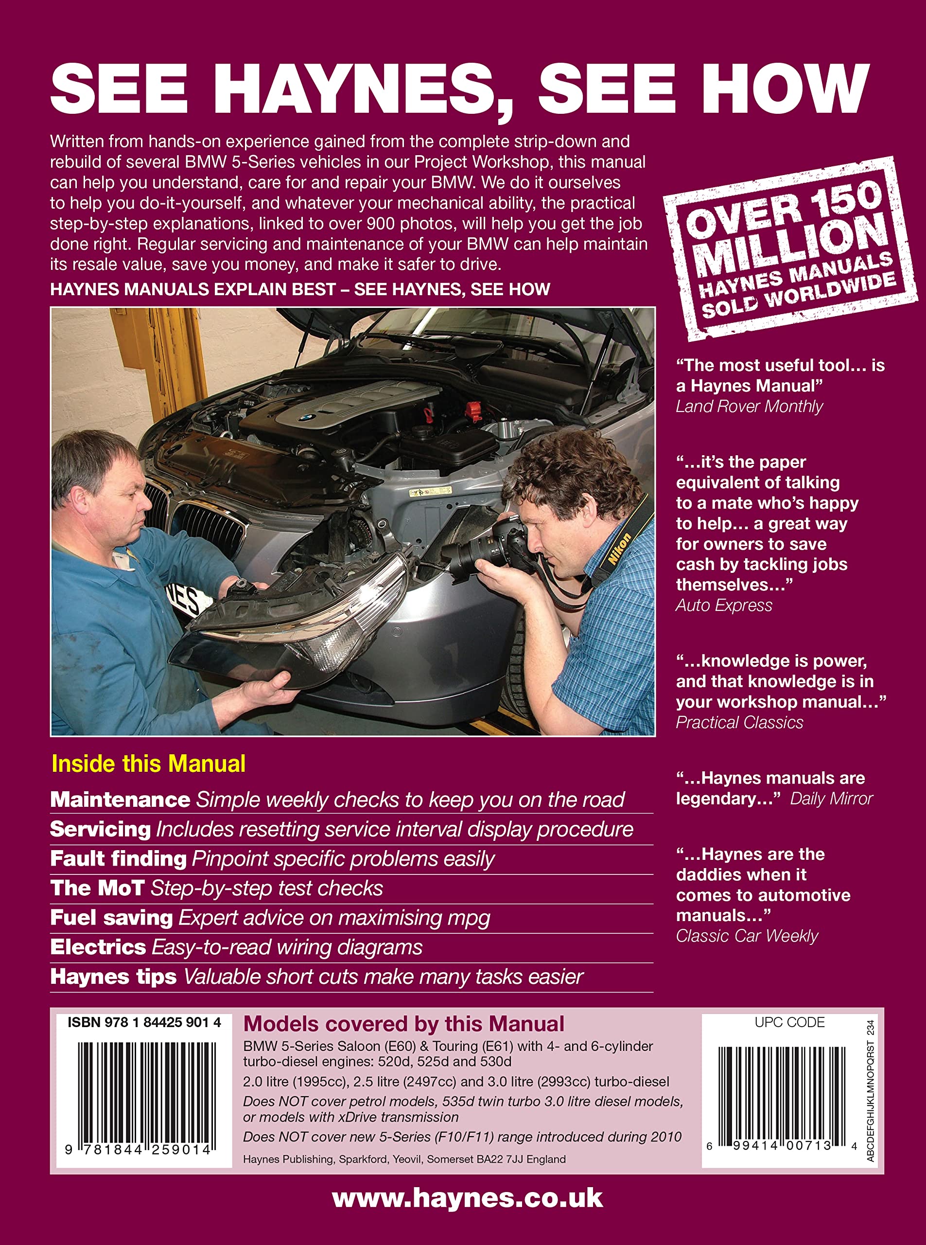 BMW 5 Series Diesel (Sept 03 - 10) Haynes Repair Manual: 45202