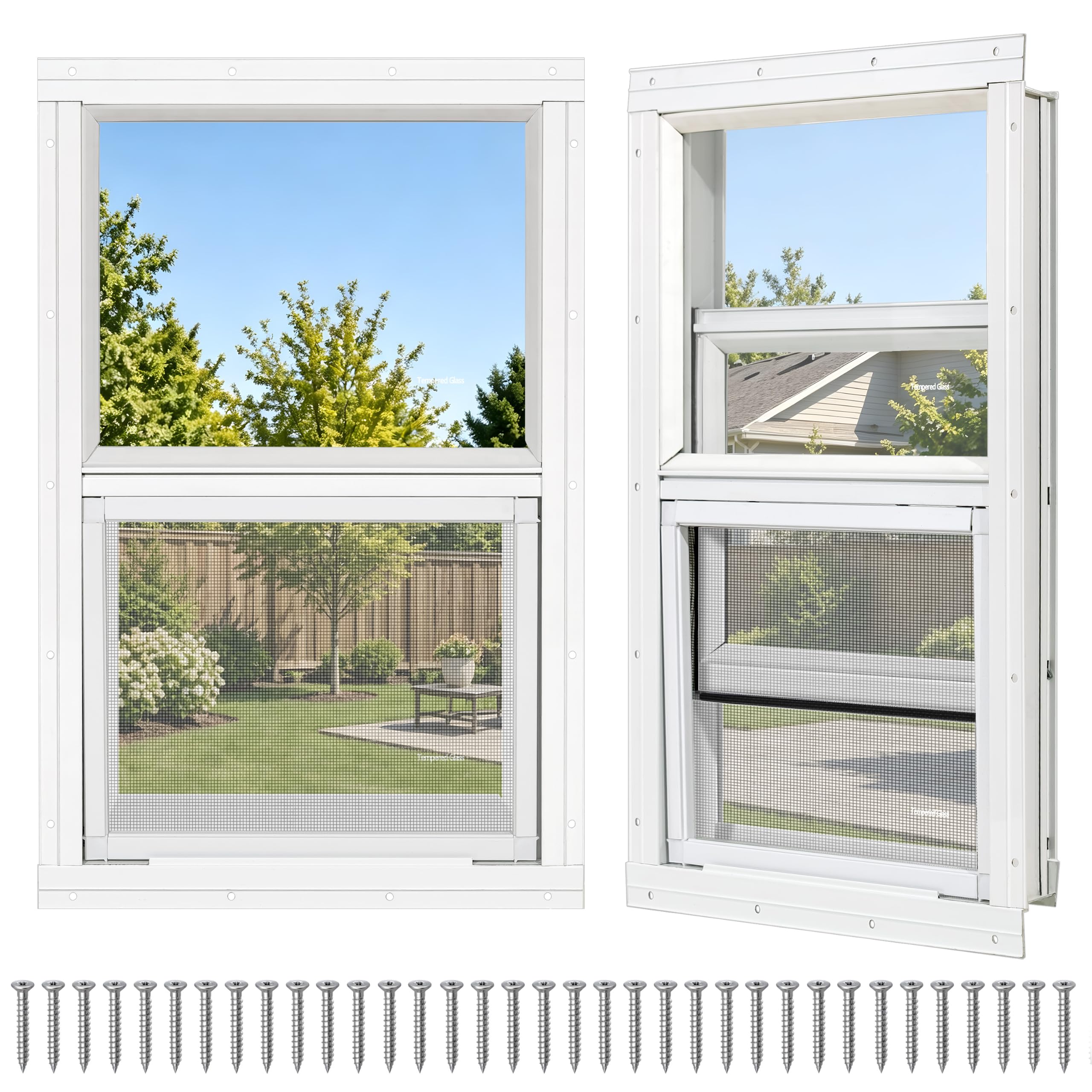 Lot de 2 petites fenêtres pour poulailler 30,5 x 45,7 cm