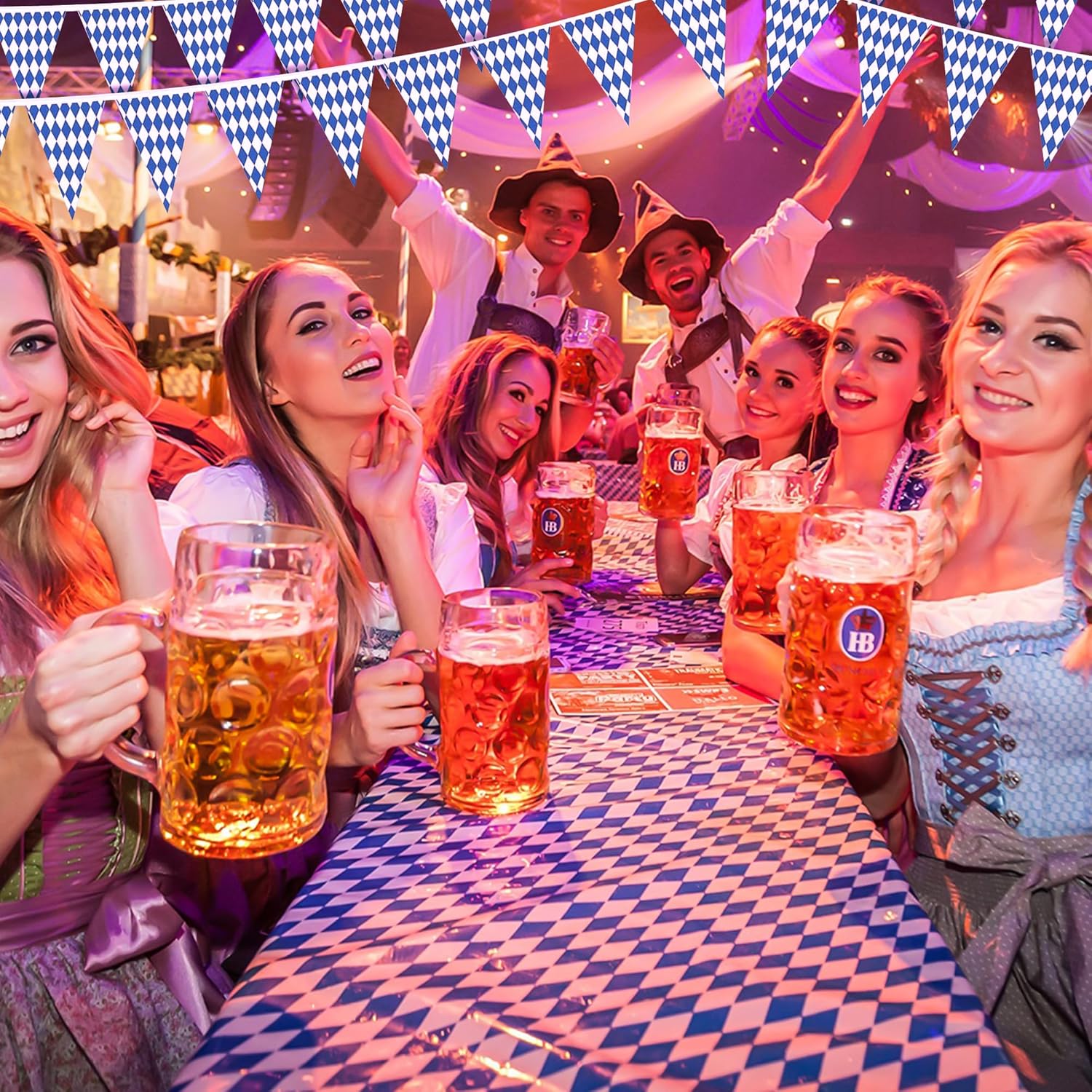 Alpurple 197 Feet Oktoberfest Bavarian Flag- 6 Packs Oktoberfest Bavarian Pennant Banner for German Oktoberfest Themed Party Decorations image 4 of 7 B07WR6SDRR