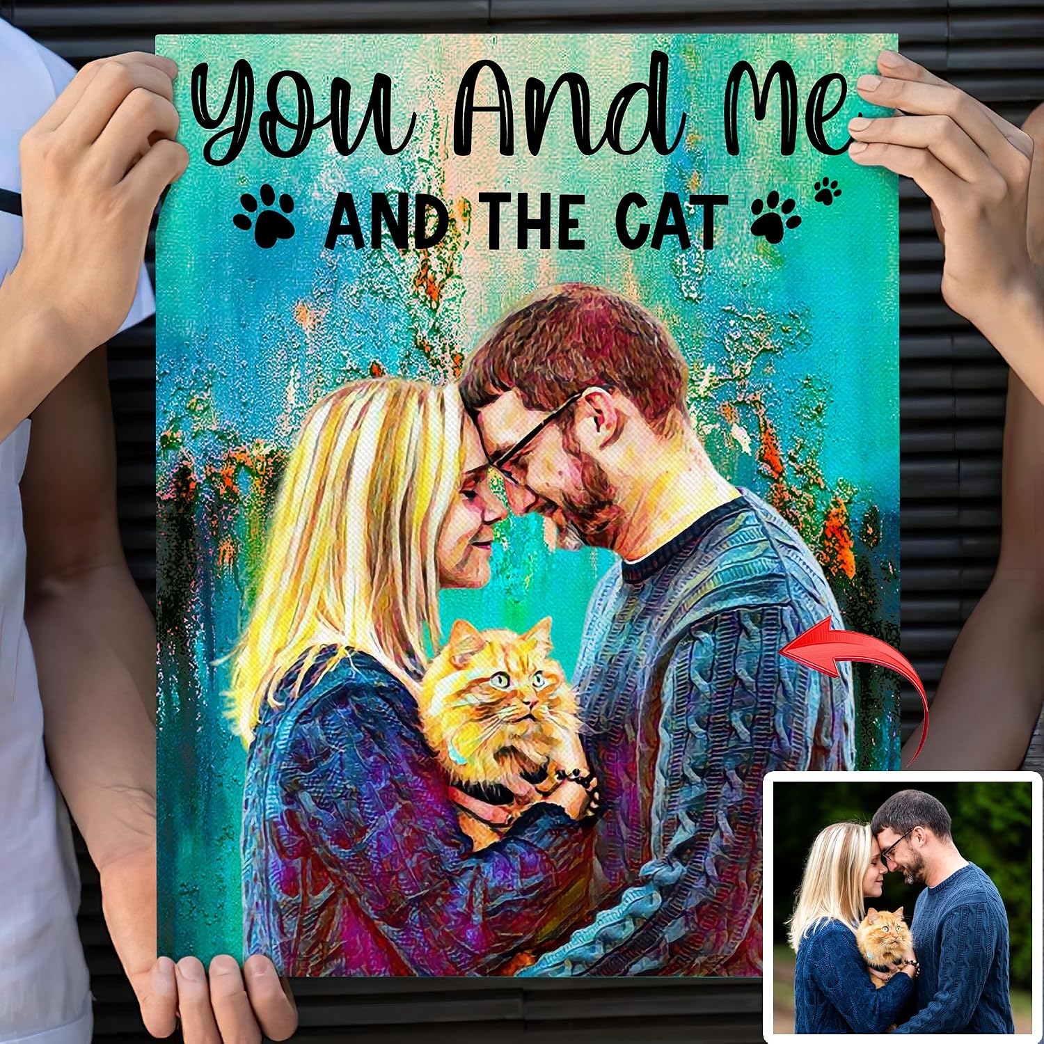 Gossby Custom Cat Portrait from Photo - Personalized Wrapped Canvas Wall Art - Gift for Cat Lovers - Whimsical Oil Painting Decor