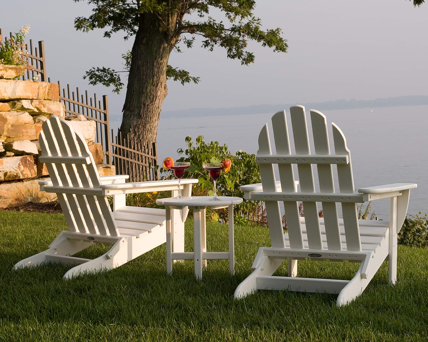 POLYWOOD PWS214-1-SG Classic Adirondack Chair Seating Set in Slate Grey