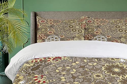 Miniatura 3 de Ambesonne Batik - Juego de funda de edredón, formas de cachemira vintage con flores y círculos estilo batik, patrones persas marroquíes, juego de