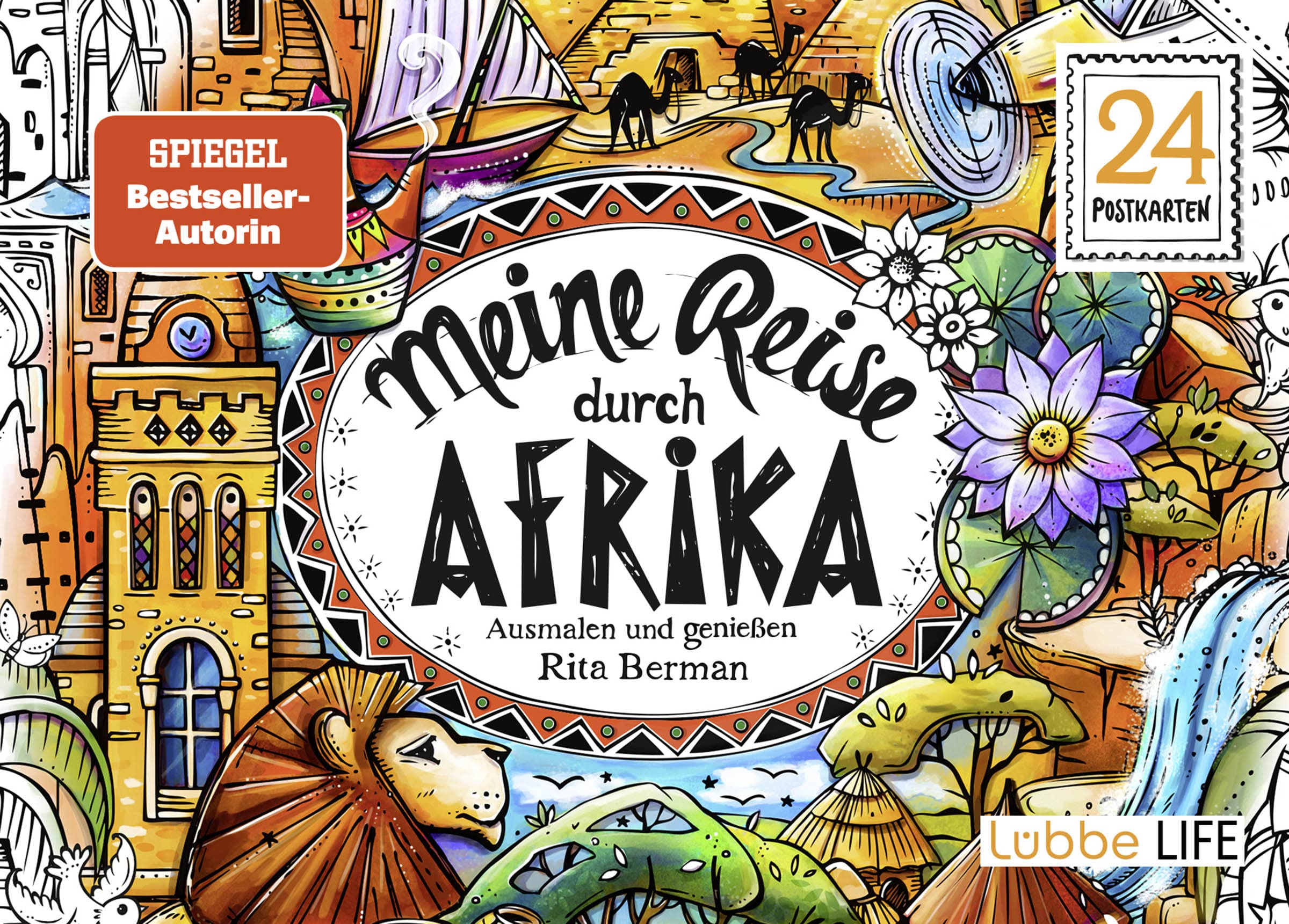Meine Reise durch Afrika - 24 Postkarten: Ausmalen und genießen. 24 Postkarten