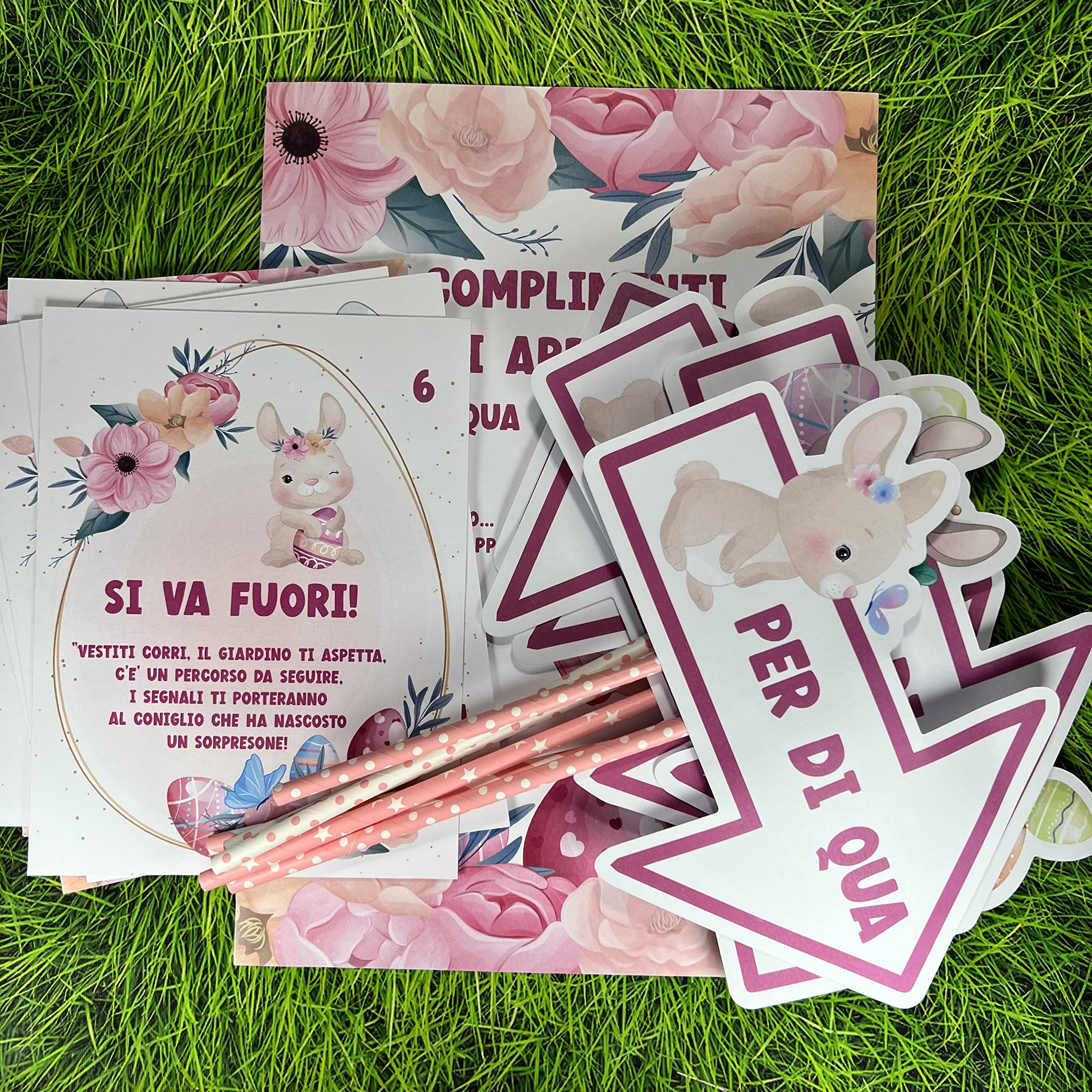 Caccia alle Uova di Pasqua – Set Completo Personalizzato per Bambini con Frecce, Indizi e Filastrocche – Stampa Grande Finale – Regalo Pasqua Divertente