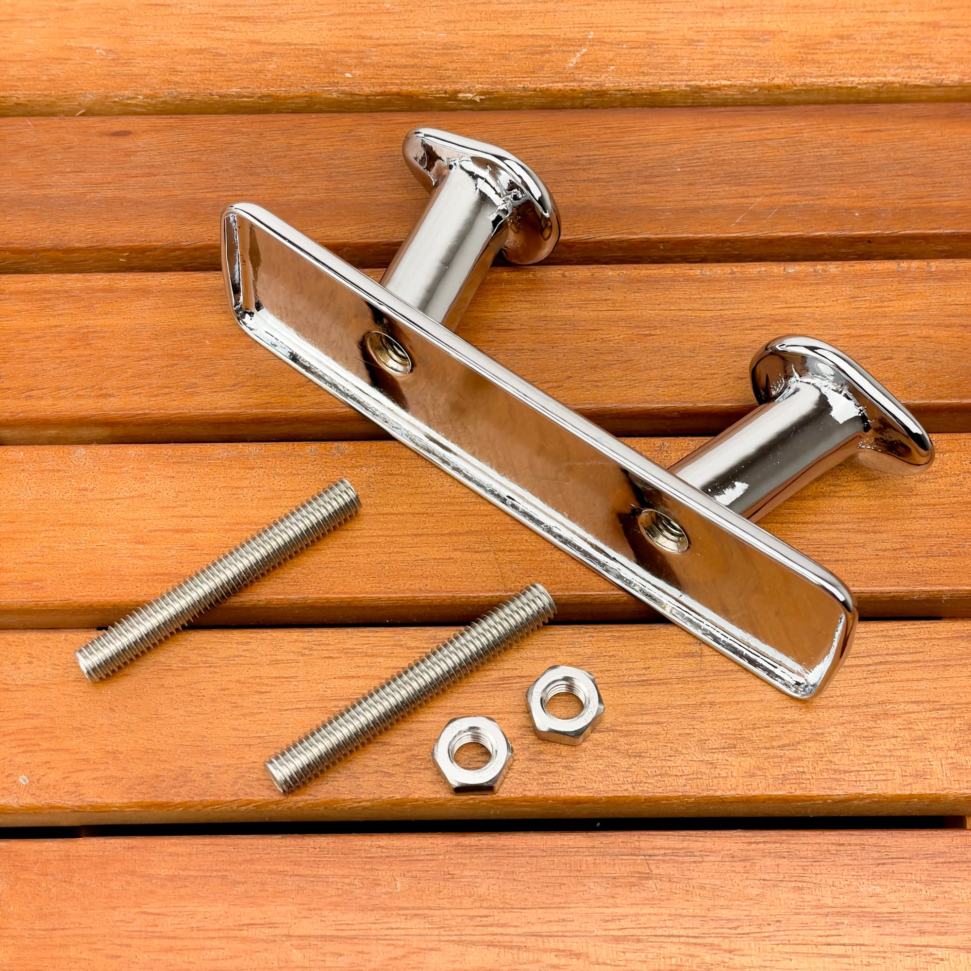 GATE14® Knopfpoller für Boot aus verchromtem Messing, glänzend, Länge 140 mm