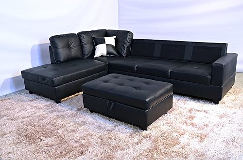 Miniatura 7 de Life Style Furniture - Juego de sofá seccional con otomana, color negro