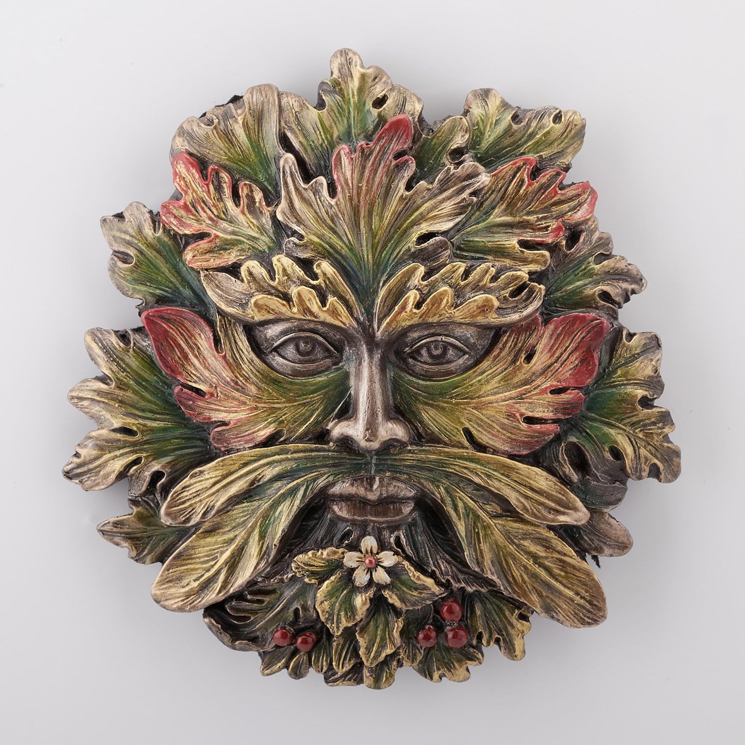 Veronese Design 5 1/8 Inch Summer Solstice Greenman Wall Sculpture Hand Painted Resin Plaque
