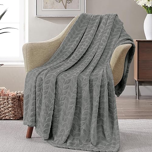 Walensee Manta de forro polar suave y ligera para sofá, cama y sillón (manta de 50 x 60 pulgadas, gris), manta de cama cálida y esponjosa como