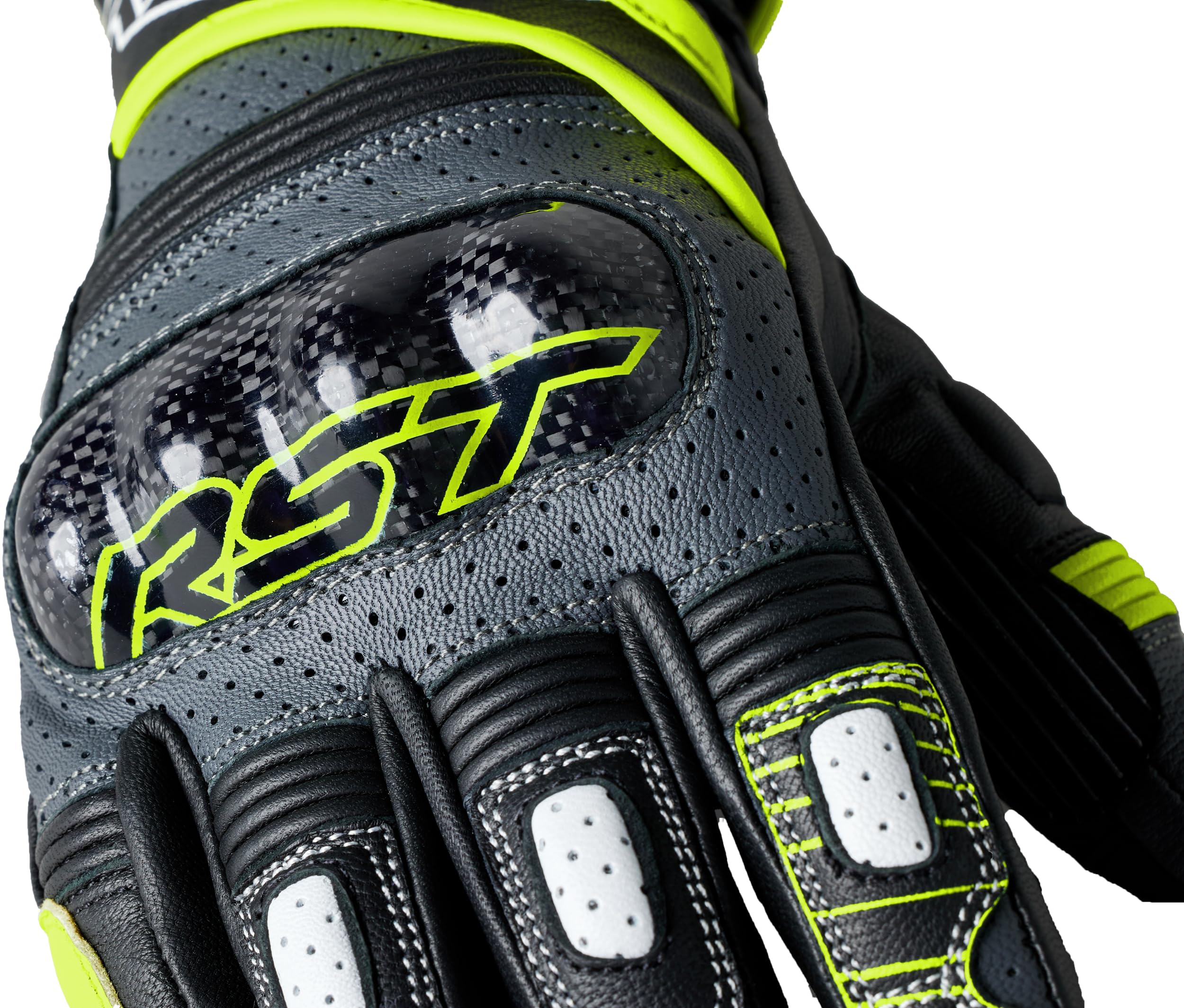 RST Fulcrum CE perforowane skórzane sportowe rękawice motocyklowe (szare