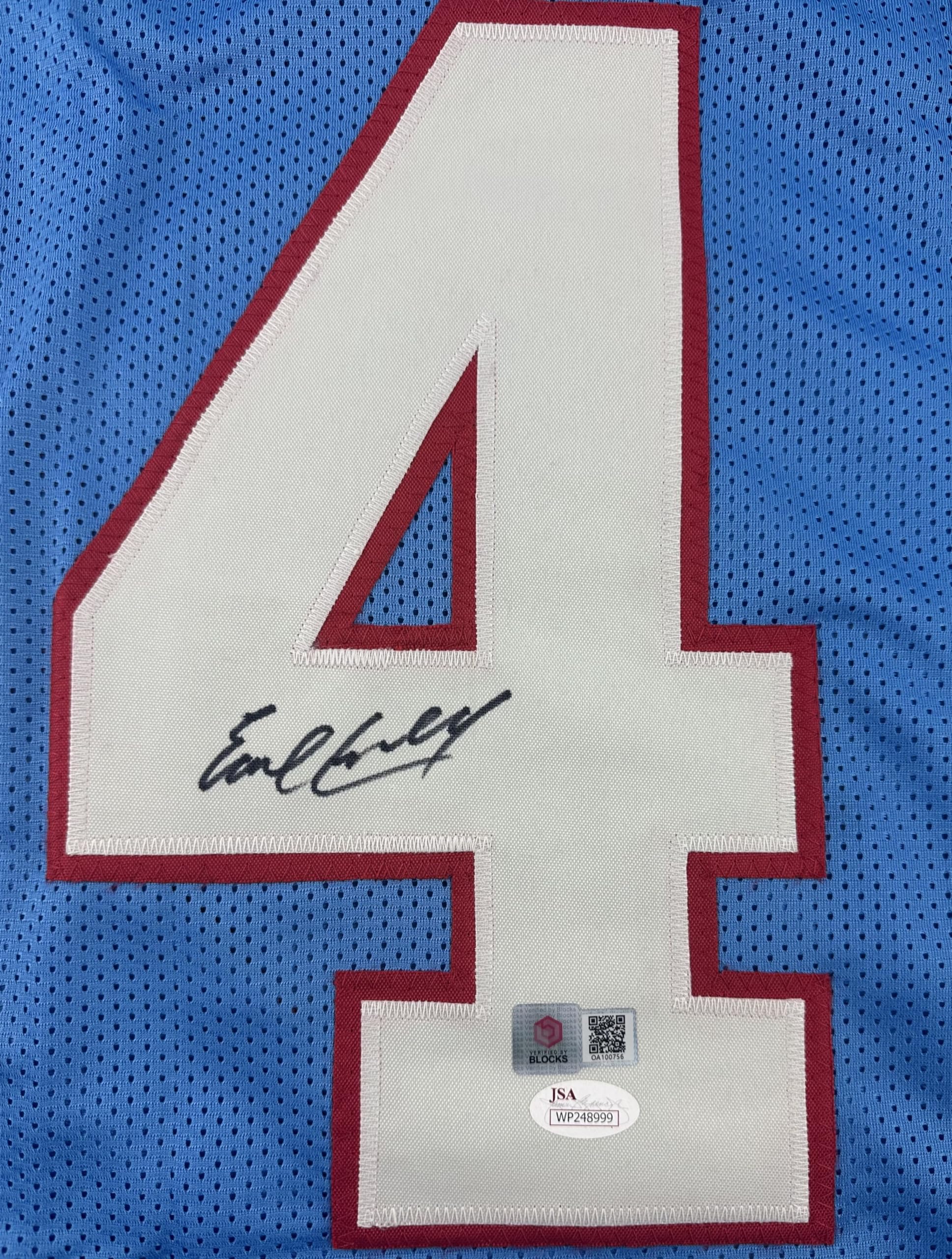 Earl Campbell Signed Houston Blue Football Jersey – Autographed Collectible With JSA COA