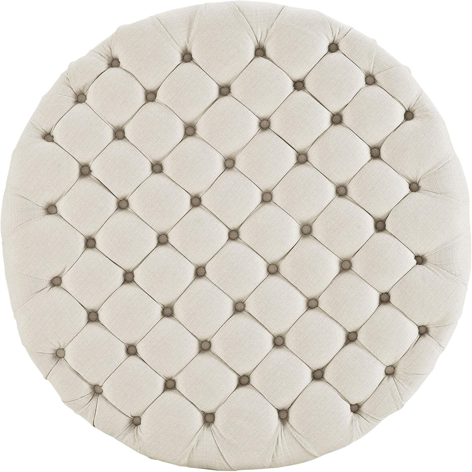 Ergode Amour Round Ottoman - Elegant Tufted Design, Plush Foam Padding, Premium Fabric Upholstery