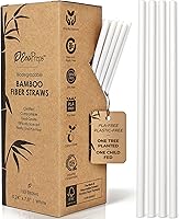 Vista 1 de Pajitas de fibra de bambú biodegradables, 150 unidades, 100% compostables, sin plástico, ecológicas, popotes desechables de fibra vegetal de 7.8