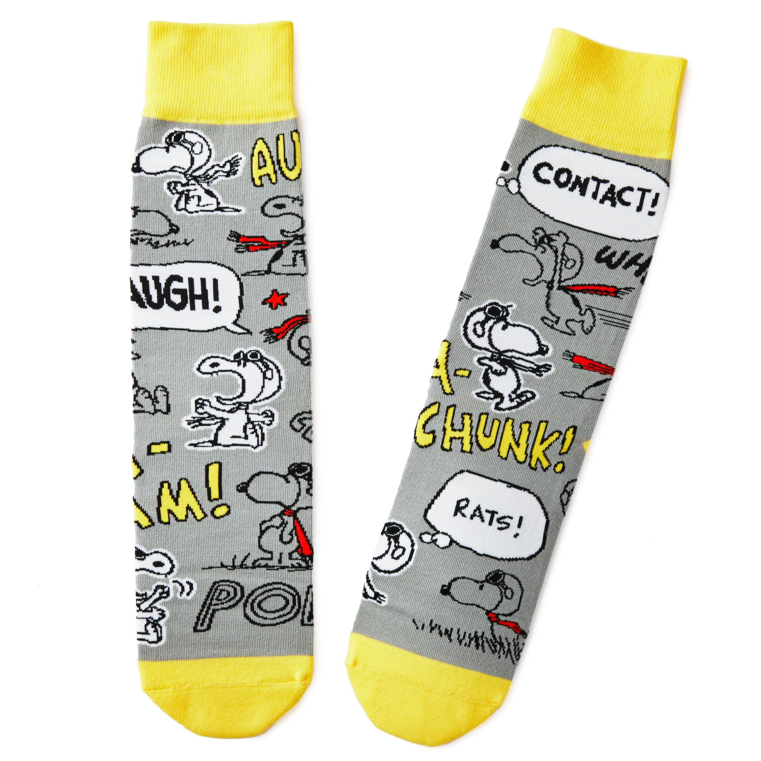 Hallmark PEANUTS SNOOPY Socks, PEANUTS Gifts, SNOOPY Gifts, Novelty Socks, Grey, Yellow