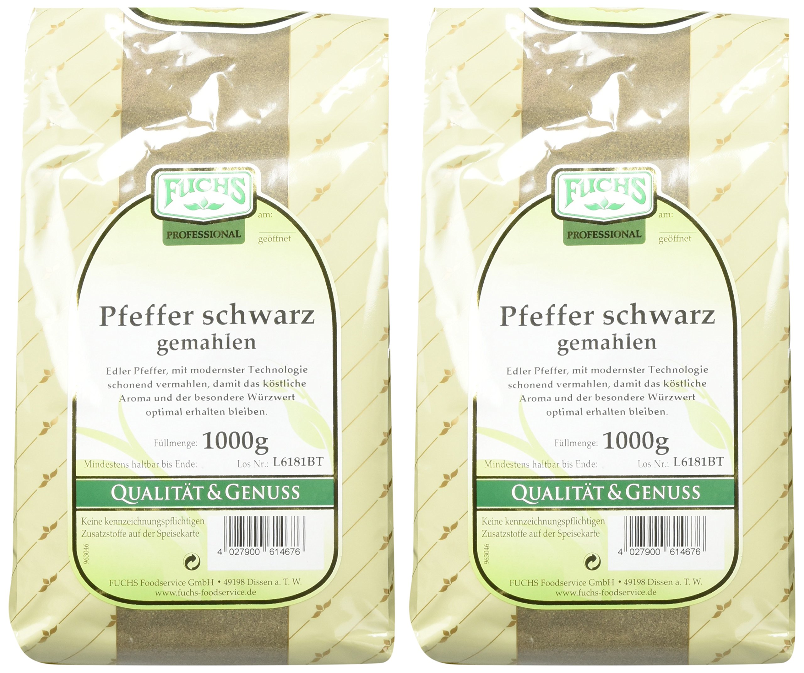 Fuchs Pfeffer schwarz gemahlen, 2er Pack (2 x 1 kg)