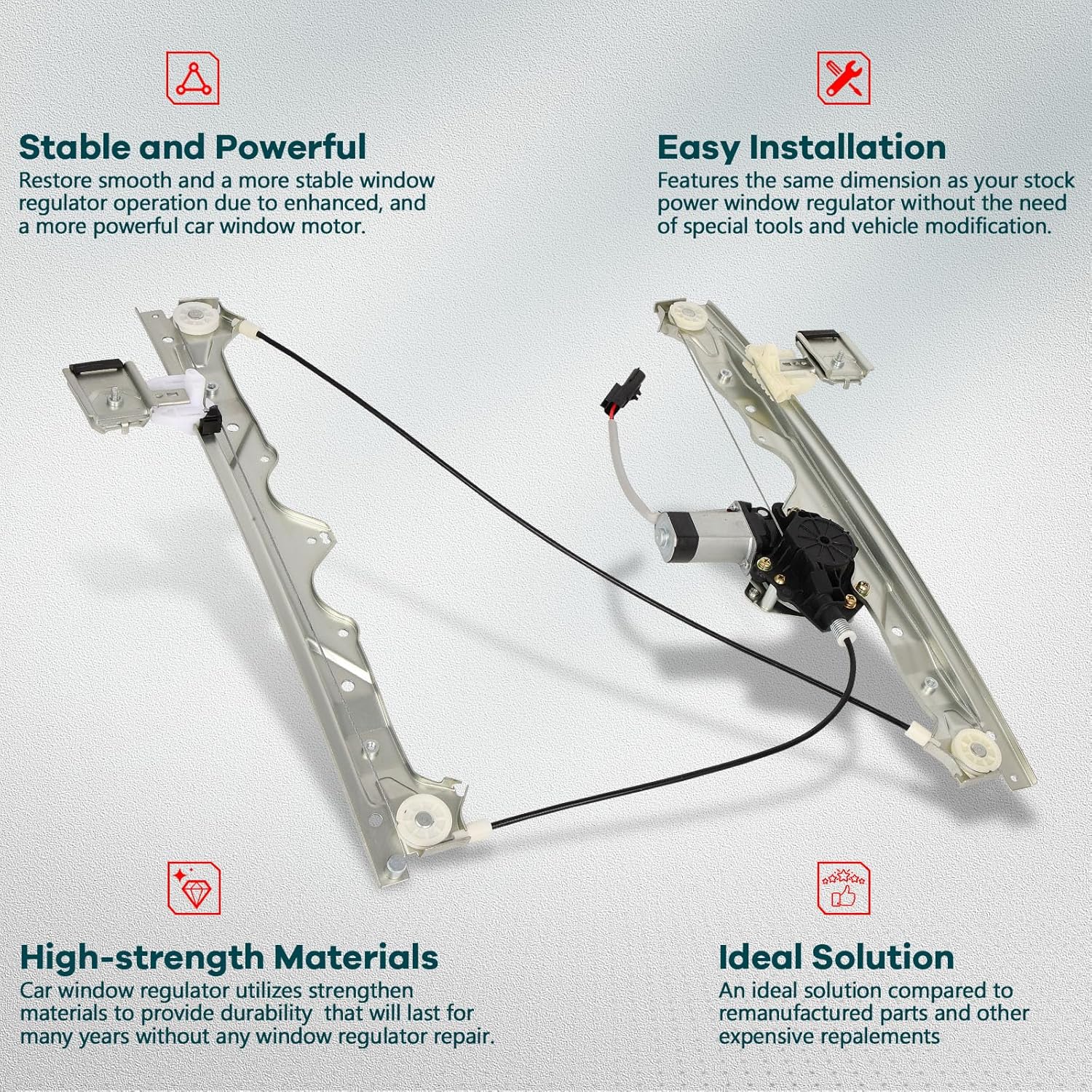 FINDAUTO Front Right Power Window Regulator with Motor Fit for 2005 for Jeep Grand Cherokee