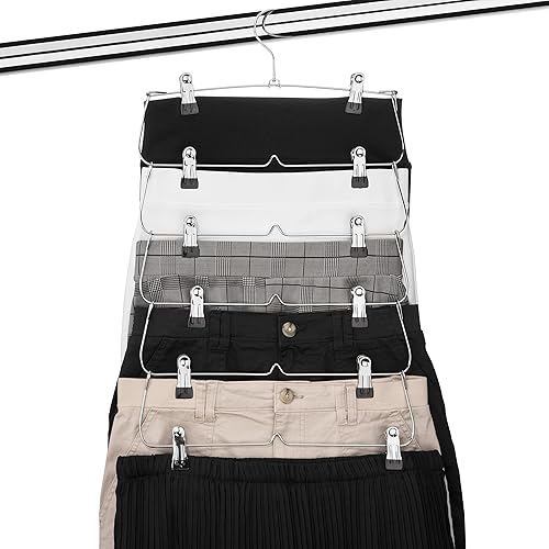 Miniatura 7 de USTECH Paquete de 2 organizadores de pantalones de falda de 6 niveles